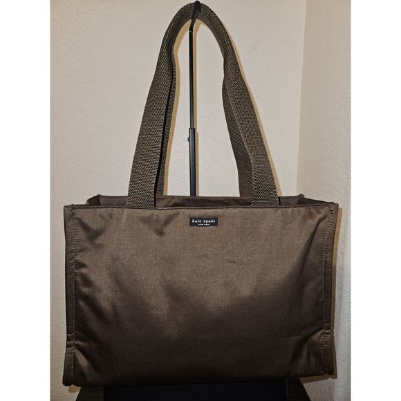 Vintage KATE SPADE New York Brown Nylon Structured Shoulder Hand Bag 14.5x10x5 - Picture 3 of 13